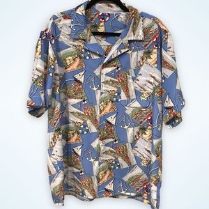 Postcards of Italy Vintage Short Sleeve Button Front Shirt - LG